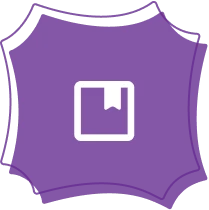 Purple icon with a white book symbol.